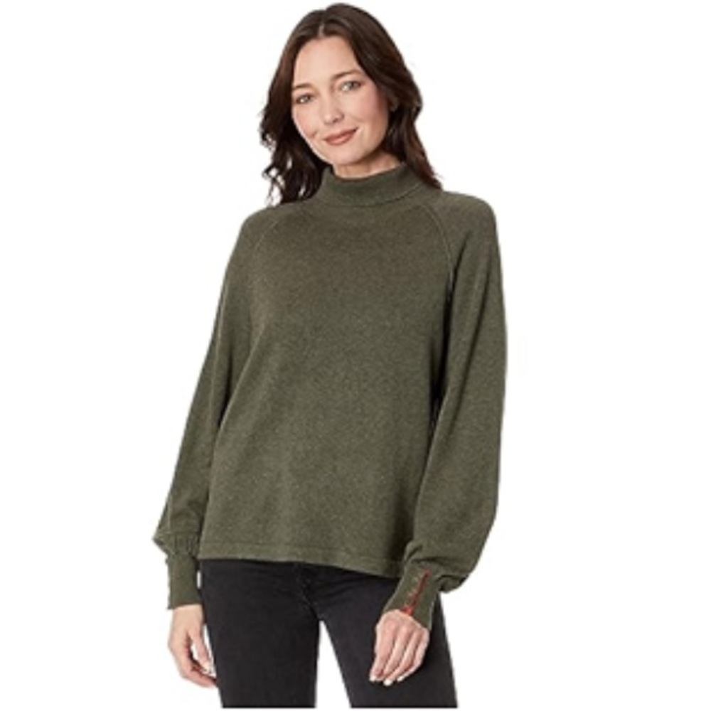 Madewell Bubble Sleeve Heathered‎ Swing Turtleneck Top Medium